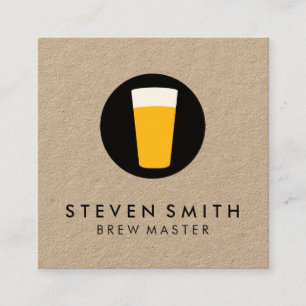 Pint of Beer Logo Black White Square Business Card