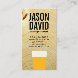 Pint of Beer   Wood Grain Business Card