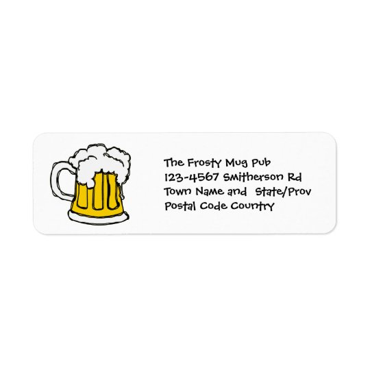 Pint of Bubbly Beer for Pub, Brewery or Cabaret Return Address Label