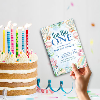Pintable First Birthday Invitation Coastal Ocean