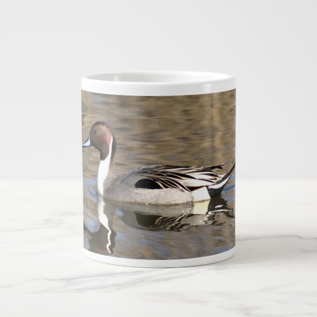 Pintail Duck Swims In A Pond Large Coffee Mug (Front)