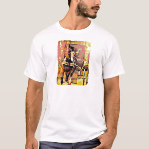 Pinto Amish Horse 8-Bit Art Horse and Buggy T-Shirt