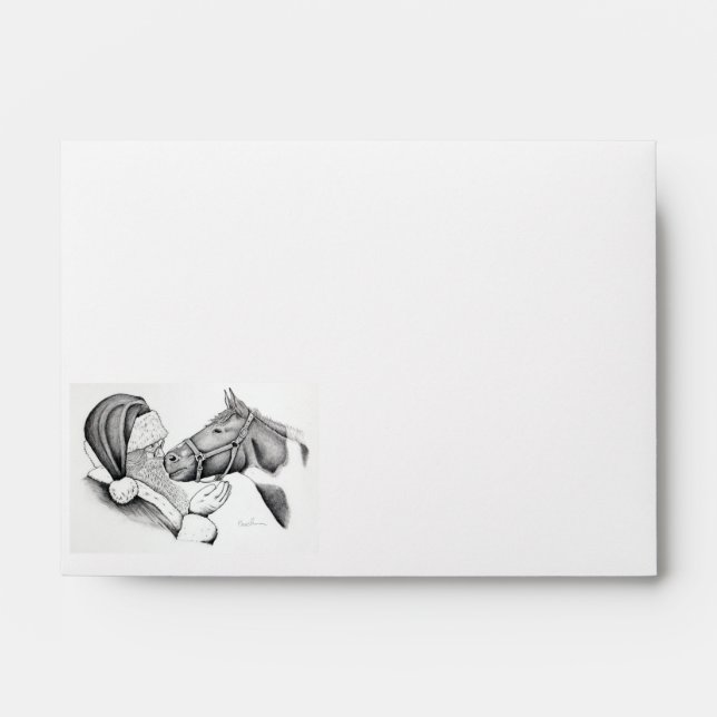 Pinto Horse and Santa Claus Envelope (Front)