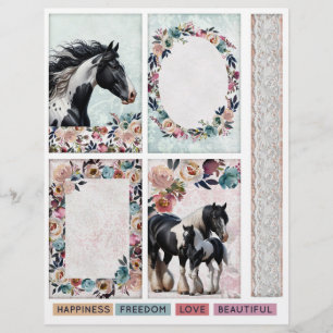 Pinto Horse & Floral Ephemera for Junk Journals