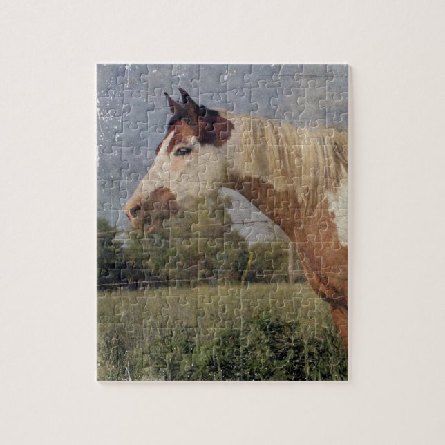 Pinto Horse Grunge Jigsaw Puzzle (Vertical)