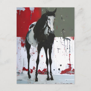 Pinto Horse Splatter Painting Postcard