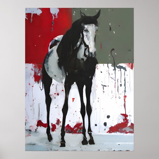 Pinto Horse Splatter Painting Poster (Front)