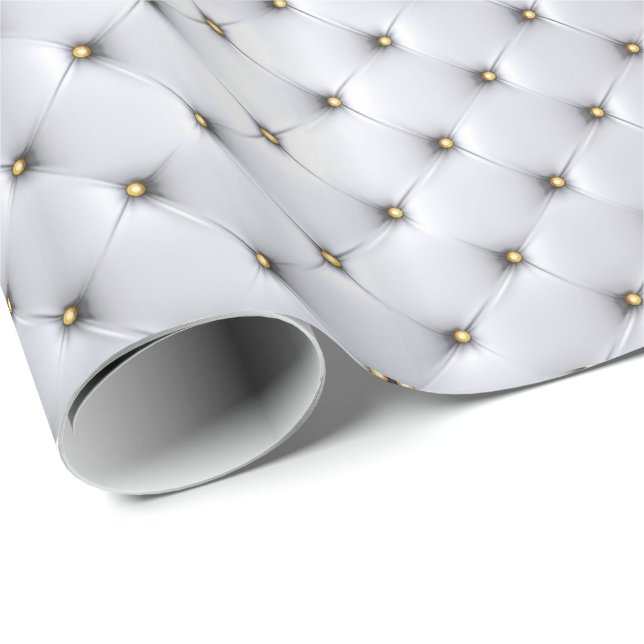 Pintuck look white and gold elegant  wrapping paper (Roll Corner)