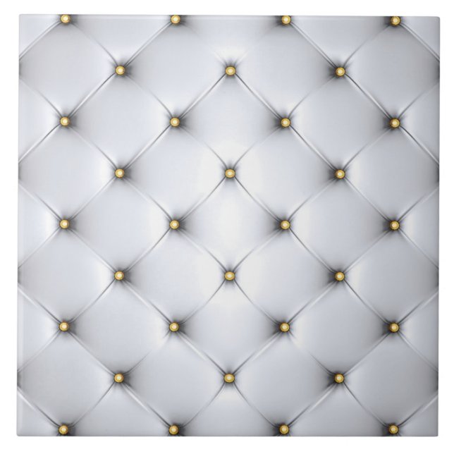 Pintuck look whitecand gold elegant  ceramic tile (Front)