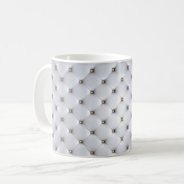 Pintuck look whitecand gold elegant  coffee mug (Front Left)