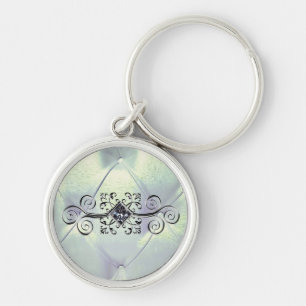 Pintuck satin and diamond look keychain
