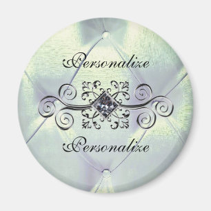 Pintuck satin look diamond silver blue elegant  magnet