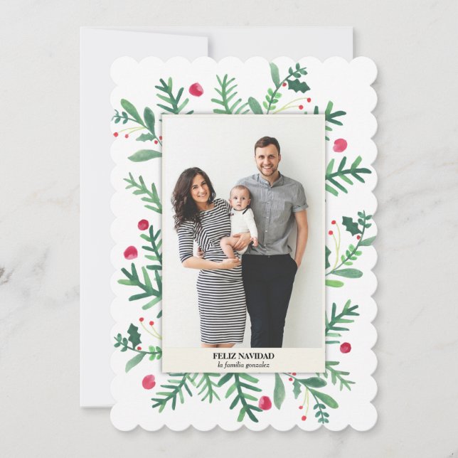 Pintura de Acuarela | Feliz Navidad Holiday Card (Front)