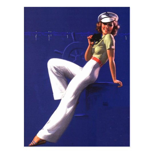 Pinup Girl By the Bay Postcard