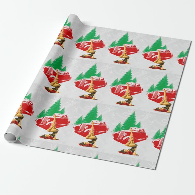 PinUp Girl Classic Car Wrapping Paper (Unrolled)