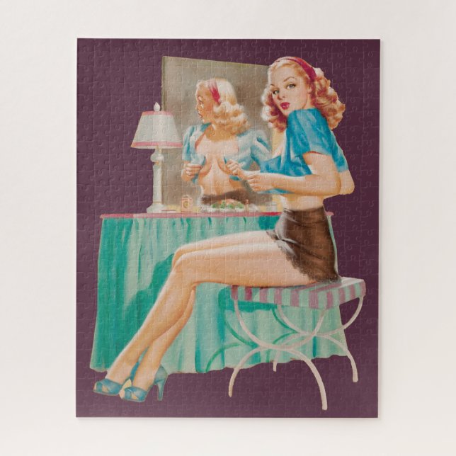 Pinup Girl Getting Dressed Jigsaw Puzzle (Vertical)
