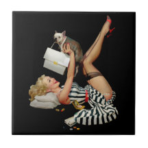 Pinup girl with puppy Alberto vargas vintage