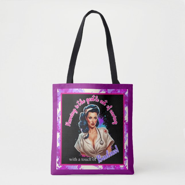 Pinup_  Nurse Badass Tote Bag (Front)
