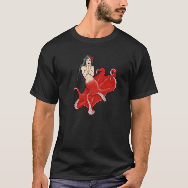 Pinup Octopus Mermaid Cecaelia T-Shirt (Front)