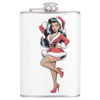 Pinup Santa Babe Hip Flask