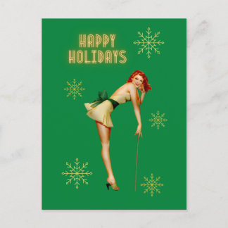 Pinup Vintage Christmas Postcard