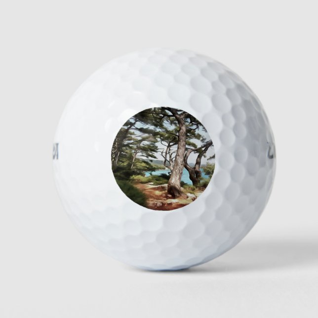 Pinus pinea Pine Tree Forest Painting  Golf Balls (Front)