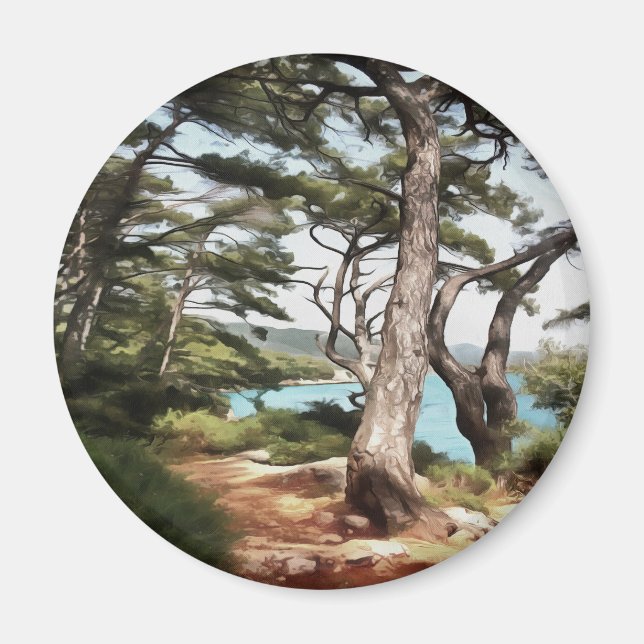 Pinus pinea Pine Tree Forest Painting  Magnet (Front)