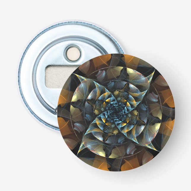 Pinwheel Abstract Art Button Bottle Opener (Front)