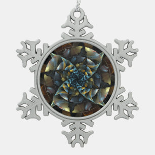 Pinwheel Abstract Art Snowflake Pewter Christmas Ornament