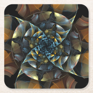 Pinwheel Abstract Art Square Paper Coaster