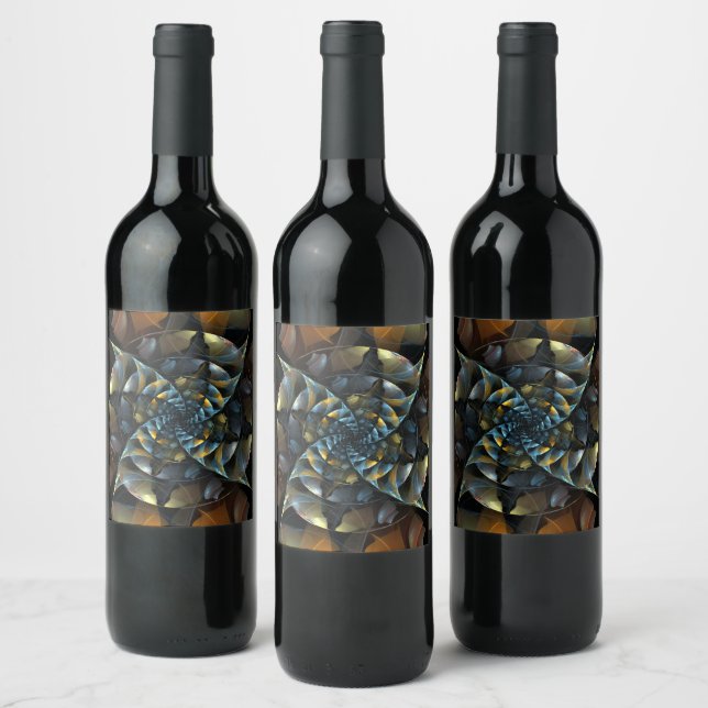 Pinwheel Abstract Art Wine Label (Bottles)