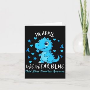 Pinwheel Dino In April We Wear Blue Child Abuse Pr Card