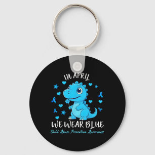 Pinwheel Dino In April We Wear Blue Child Abuse Pr Key Ring