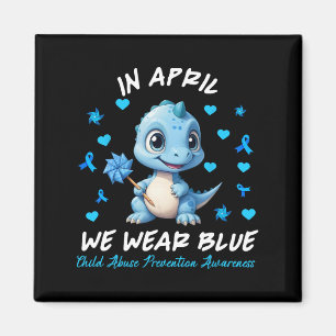 Pinwheel Dino In April We Wear Blue Child Abuse Pr Magnet