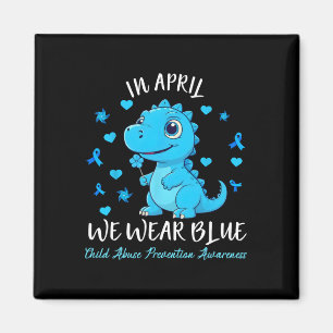 Pinwheel Dino In April We Wear Blue Child Abuse Pr Magnet