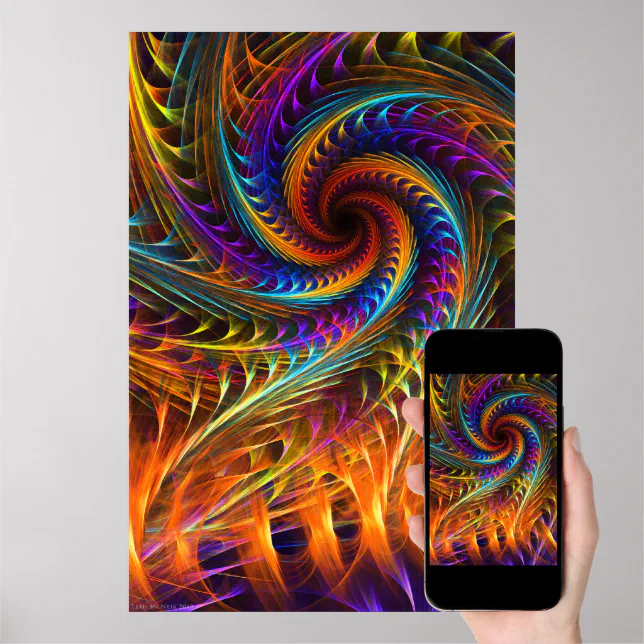 Pinwheel Dreams Abstract Spiral Fractal Art Poster Zazzle