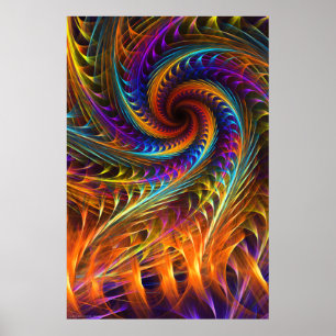 "Pinwheel Dreams" - Abstract Spiral Fractal Art Poster