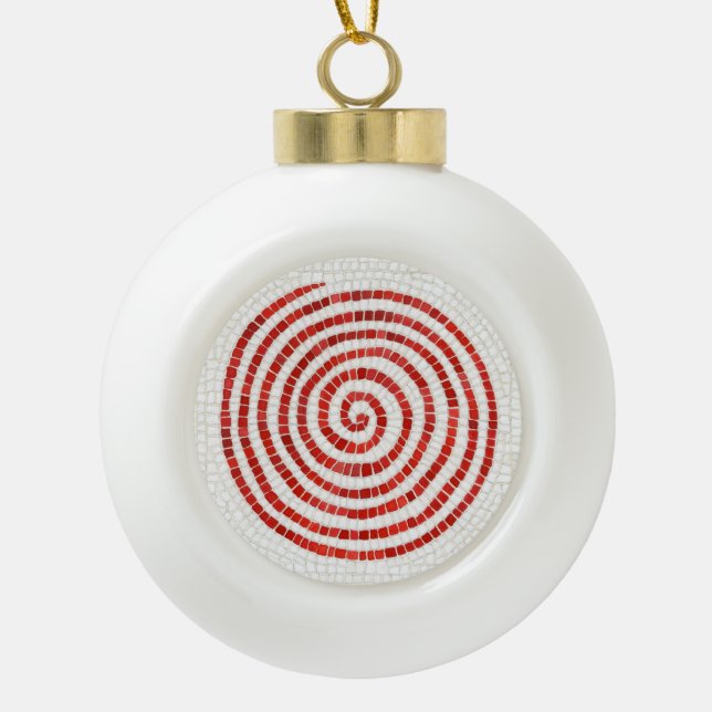 PINWHEEL MOSAIC Ceramic Ball Ornament (Front)