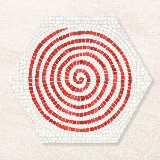 PINWHEEL MOSAIC Hexagon Paper Coasters (Front)