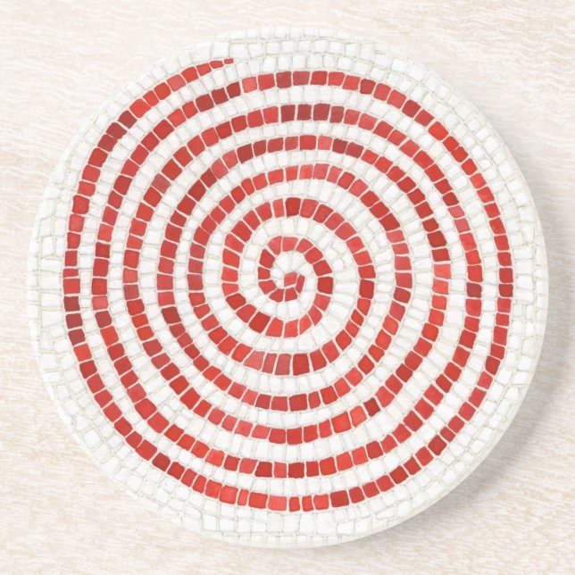 PINWHEEL MOSAIC Round Sandstone Coaster (Front)