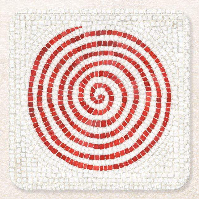 PINWHEEL MOSAIC Square Paper Coasters (Front)