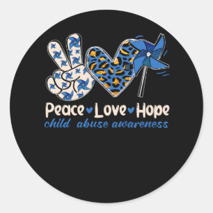 Pinwheel Peace Love Hope Child Abuse Prevention Aw Classic Round Sticker