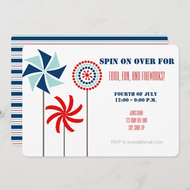 Pinwheel Picnic or Summer BBQ Party Invitation (Front/Back)
