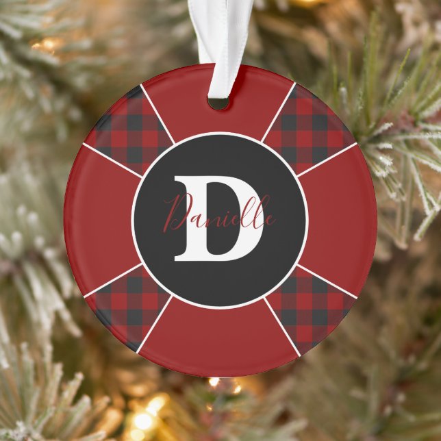 Pinwheel plaid personalised ornament (Tree)