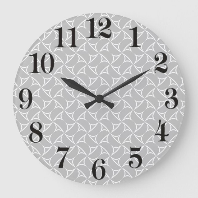 Pinwheel Spiral White Abstract Illusions Line Art Large Clock (Front)