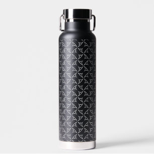 Pinwheel Spiral White Abstract Line Pattern Water Bottle