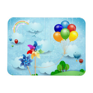 Pinwheels and balloons magnet