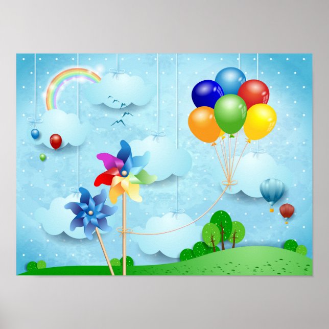 Pinwheels and balloons poster (Front)