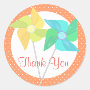 Pinwheels and Polka Dots Classic Round Sticker