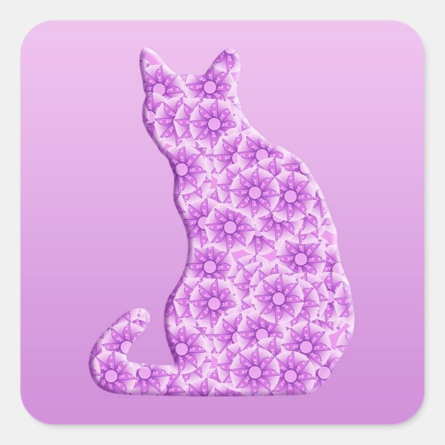 Pinwheels Cat - lavender, purple Square Sticker (Front)